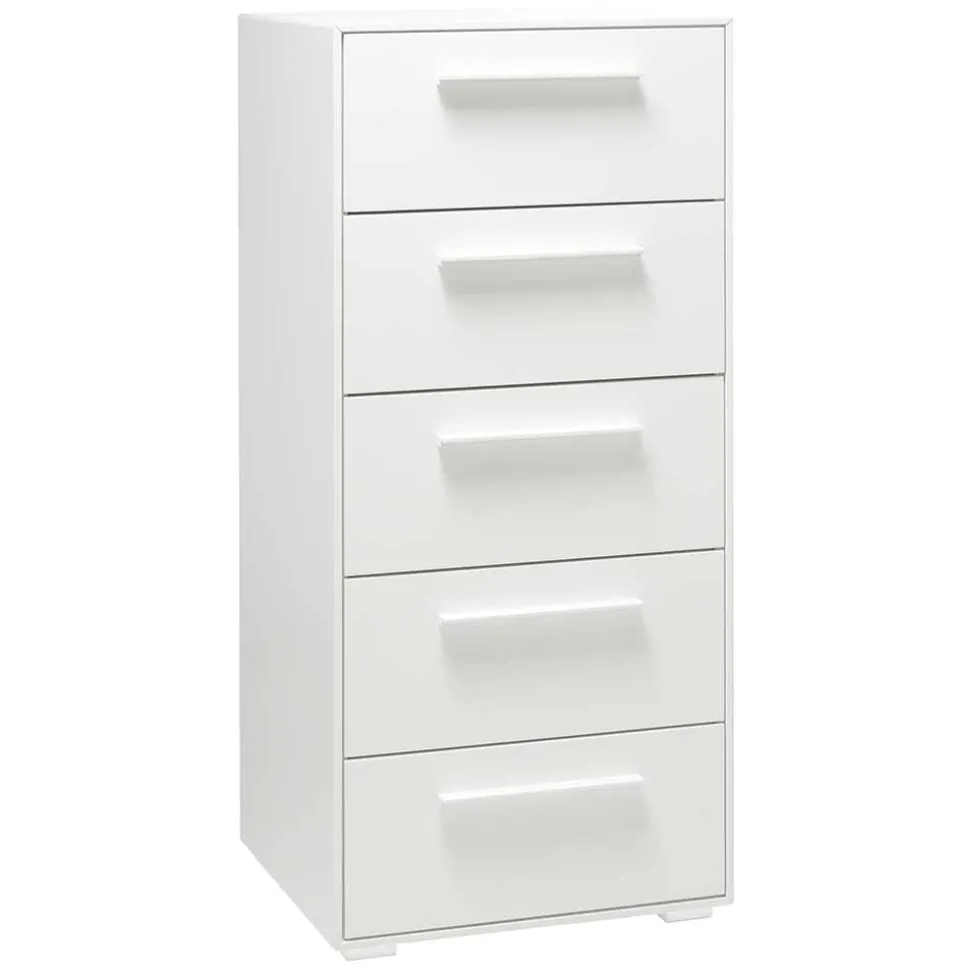 50x111x49 Hochkommode in Weiß aus Buche - Volcma