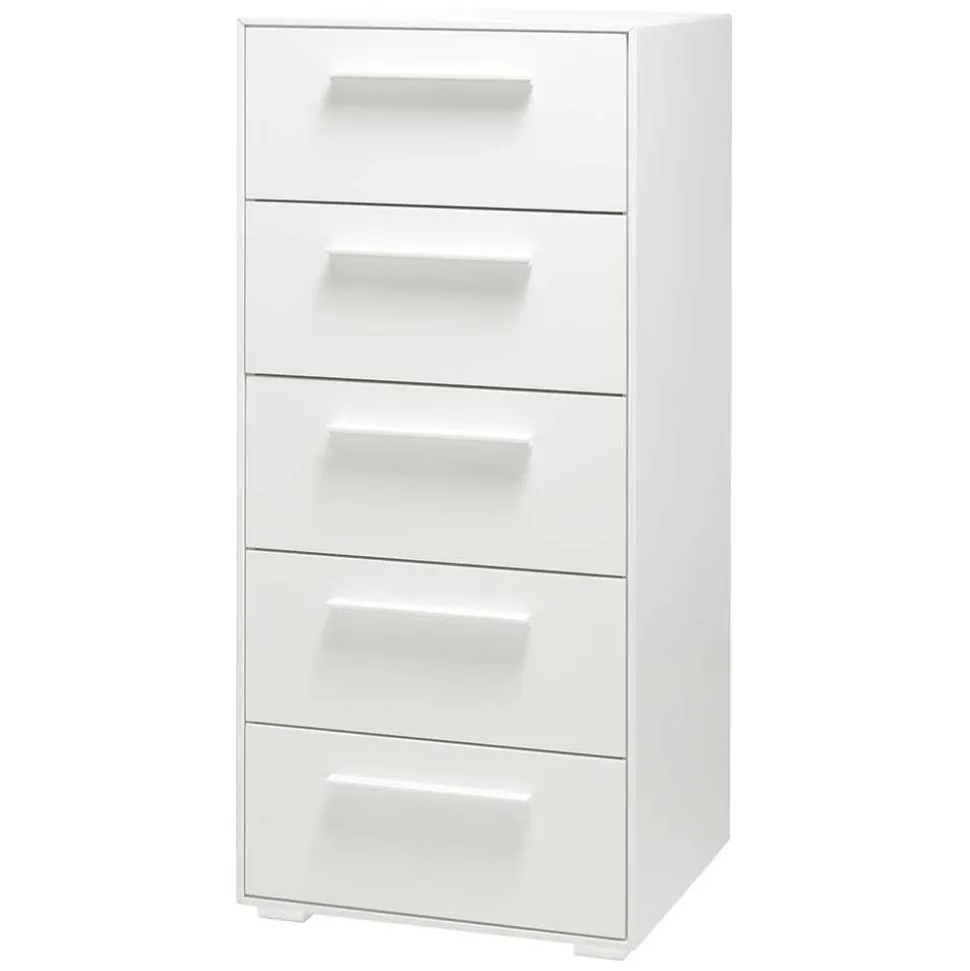 50x111x49 Hochkommode in Weiß aus Buche - Volcma