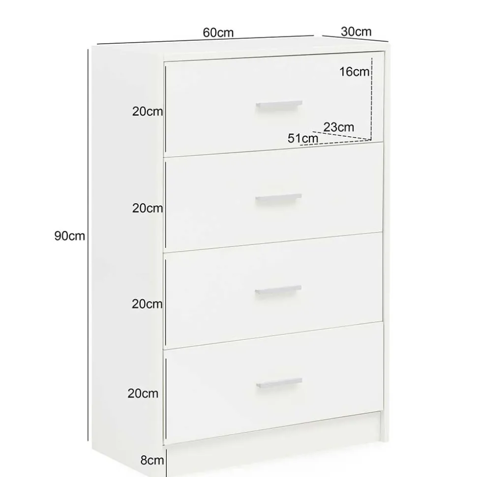 60x90x30 Hochkommode mit vier Schubladen - Hank