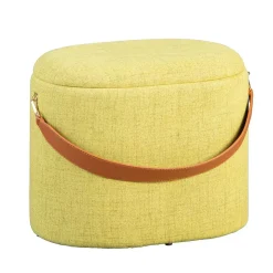 42x36x30 Hocker mit Griff in Gelbgrün Stoff - Domiano