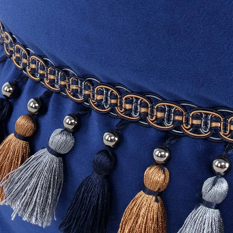 45x38x45 Hocker Pouf aus Samt in Blau - Quinn