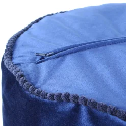 45x38x45 Hocker Pouf aus Samt in Blau - Quinn