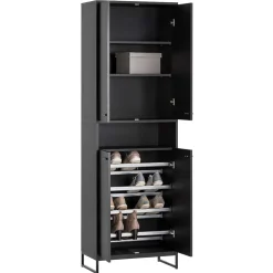 60x186x33 Hoher Schuhschrank mit 4 Türen & Fach - Anderian