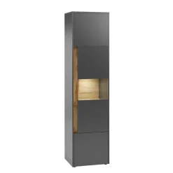 50x197x40 Hoher Wohnzimmerschrank mit Glaseinsatz - Ahilav