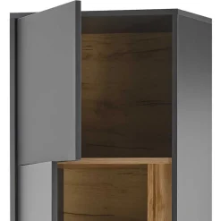 50x197x40 Hoher Wohnzimmerschrank mit Glaseinsatz - Ahilav