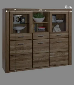 158x140x40 Holz Highboard aus Wildeiche - Maila
