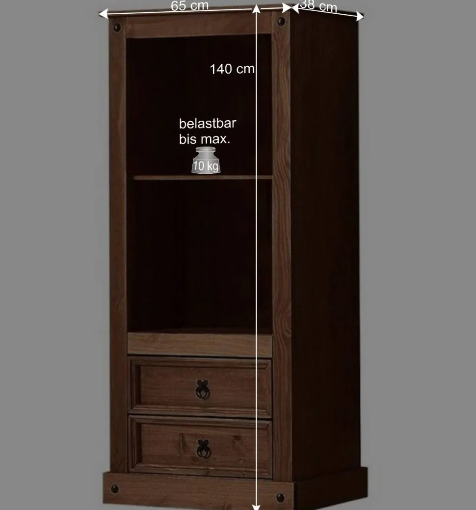 65x140x38 Holz Regal in Dunkelbraun - Larentina