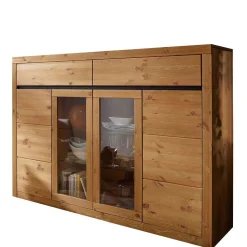177x125x42 Holz Schrank mit 2 Glas Türen - Filedria