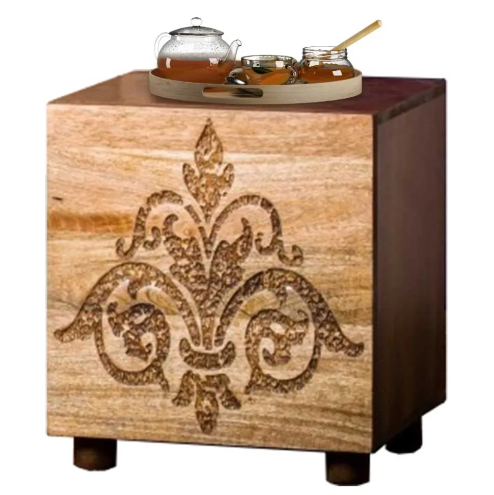 40x35x40 Holz Schränkchen mit Ornament Schnitzerei - Kick