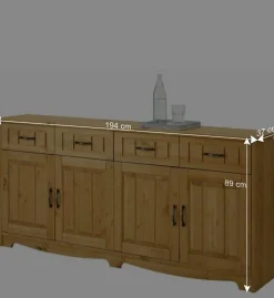 194x89x37 Holz Sideboard aus Kiefer Natur - Vanpos