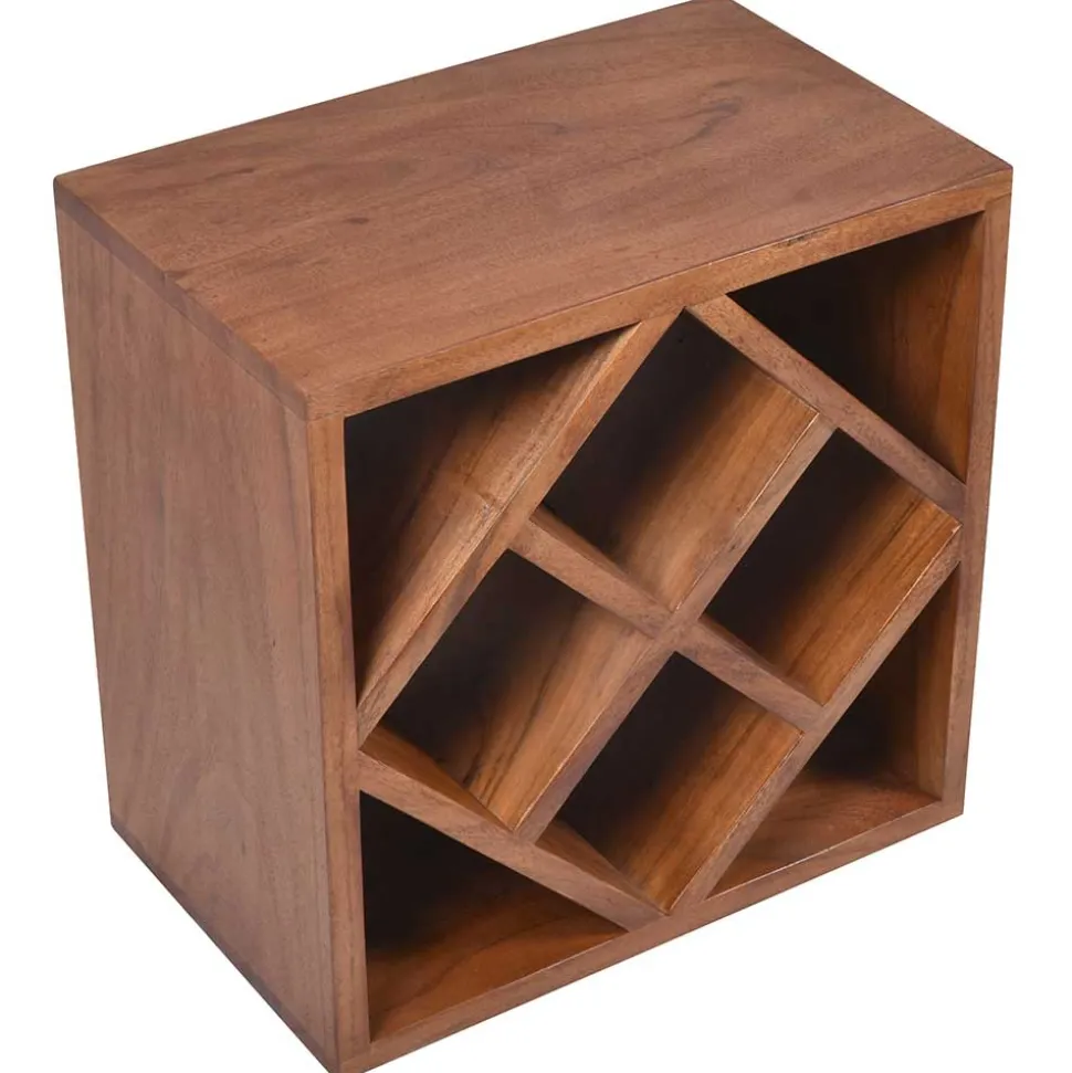40x40x25 Holzregal für Wein aus Akazie Massivholz - Bernadi
