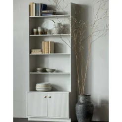 80x200x35 Holzregal in Grau im Skandi Design - Huvina