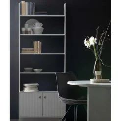 80x200x35 Holzregal in Grau im Skandi Design - Huvina