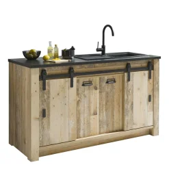 161x93x64 Küche Anrichte in Holz verwittert - Garisa