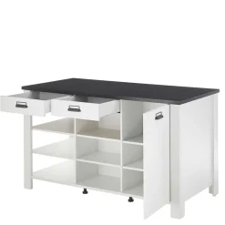 161x93x77 Kücheninsel in Weiß & Anthrazit - Eture