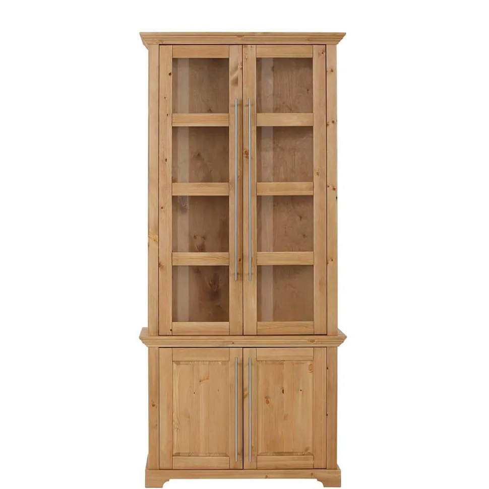 94x210x39 Kiefernholz Vitrine - Landhaus modern - Noellisa