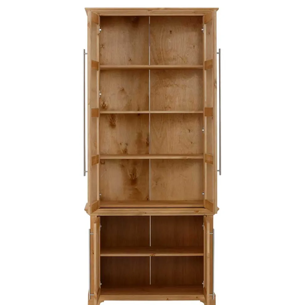 94x210x39 Kiefernholz Vitrine - Landhaus modern - Noellisa