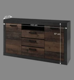153x87x43 Kombi Sideboard mit Sockel - Timuras
