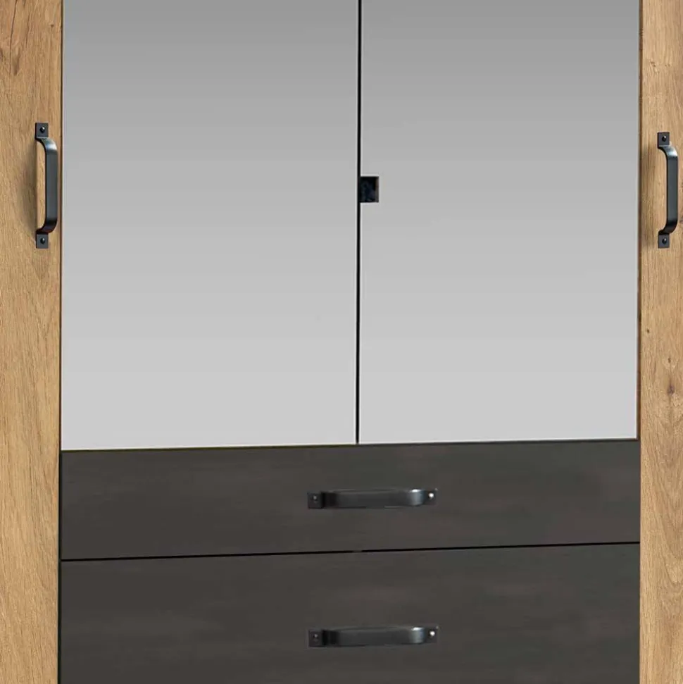 200x216x58 Kombi-Kleiderschrank mit Spiegeln - Bram