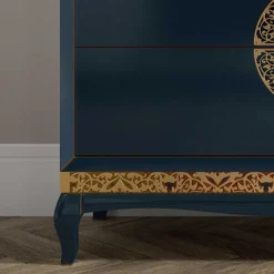 128x100x52 Kommode in Dunkelblau & Golrd - Lucasario
