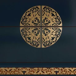 128x100x52 Kommode in Dunkelblau & Golrd - Lucasario