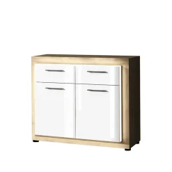 120x87x43 Kommode in glänzendem Weiß - Anieva