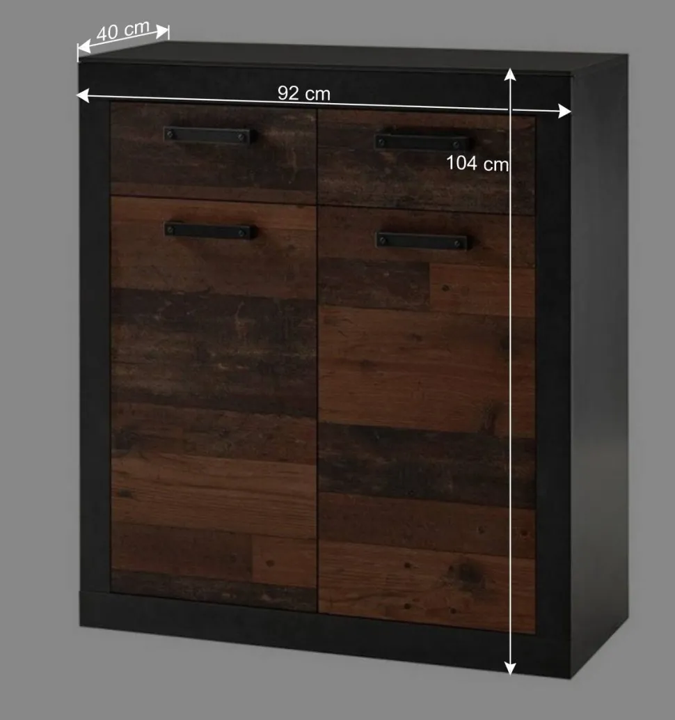 92x104x40 Kommode in Holzoptik Antik & Grau - Timuras I