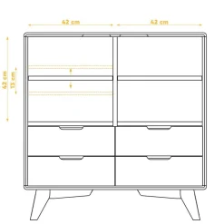 90x92x40 Kommode in Weiß & Wildeiche - Diesta