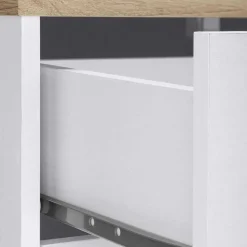 120x80x35 Kommode in Weiß mit Sonoma Eiche - Nudion I