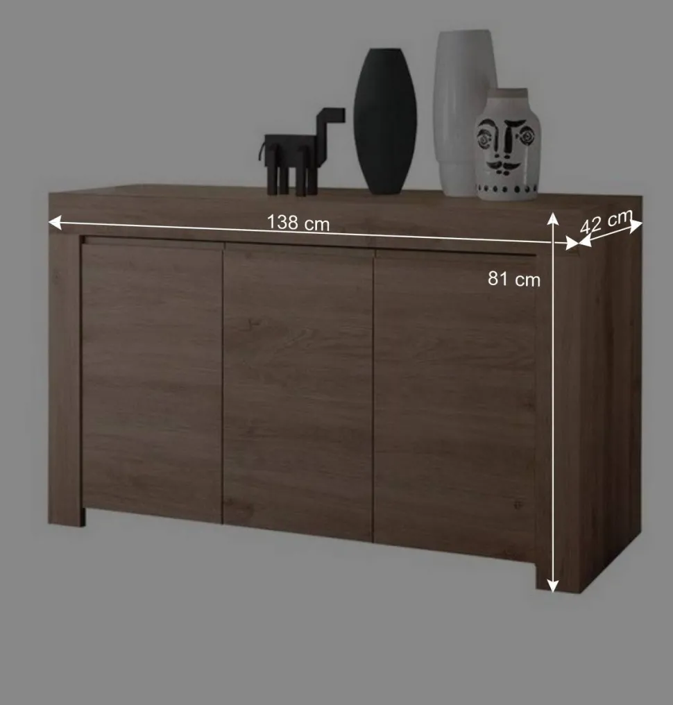 138x81x42 Kommode mit drei Türen - Karika