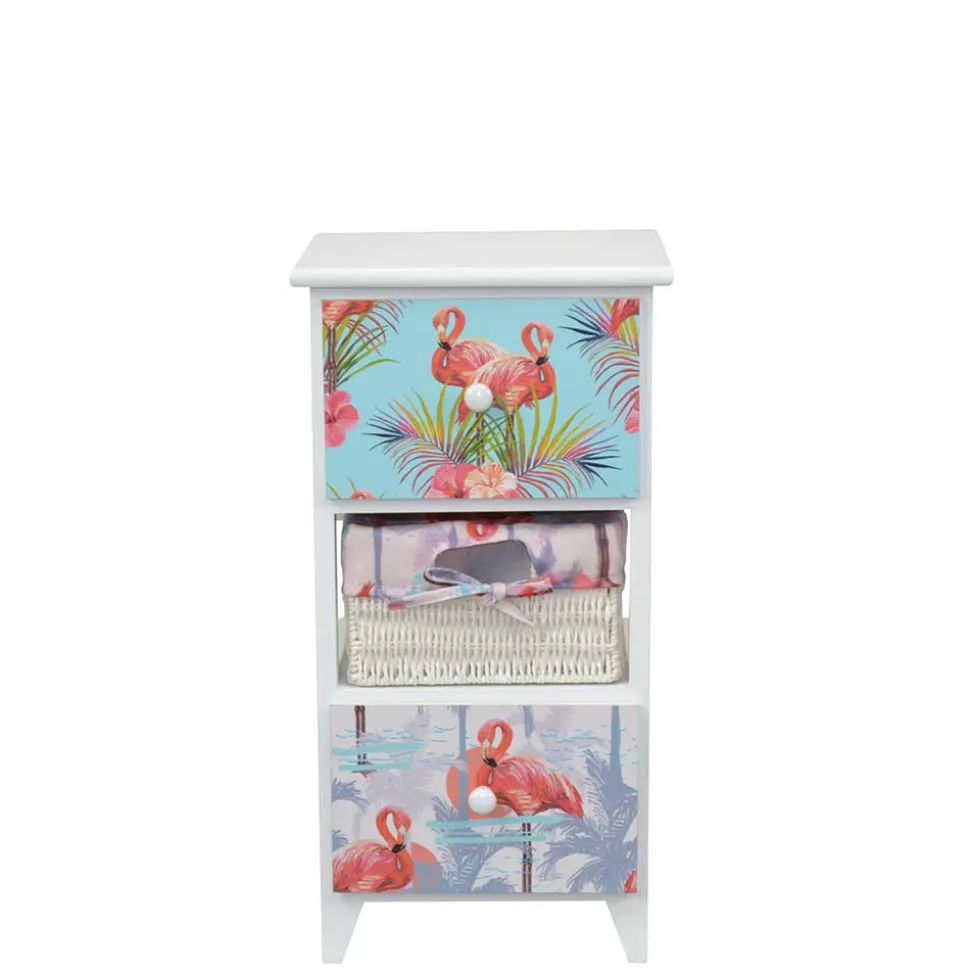 30x58x30 Kommode mit Flamingo Stoff - Gracelino
