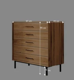 97x95x45 Kommode mit fünf Schubladen - Kerfa