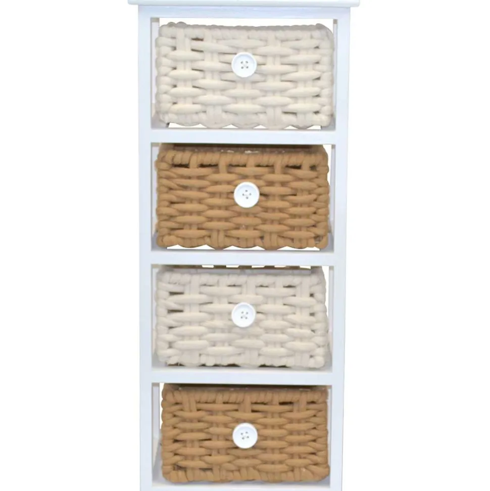 30x73x25 Kommode mit vier Körben in Weiß - Udolph