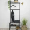 70x178x29 Kompaktgarderobe aus Stahl in Schwarz - Cellja