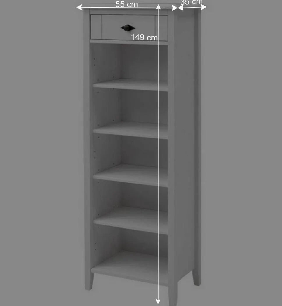 55x149x35 Landhaus Badregal in Weiß - Satumare