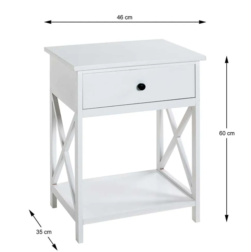 46x60x35 Landhaus Beistelltisch mit Schublade - Liv
