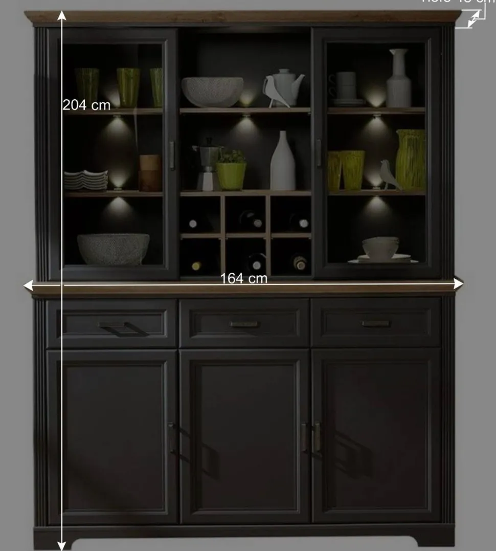 164x204x48 Landhaus Buffet mit LED Licht - Thumbs