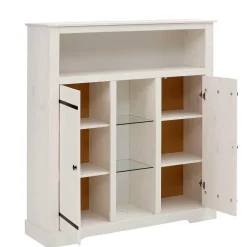 120x130x35 Landhaus Highboard in Weiß - Manduza