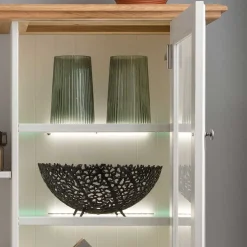 113x134x45 Landhaus Highboard mit Glas-Einsatz - Henry