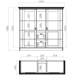 148x139x44 Landhaus Highboard zweifarbig - Diatara