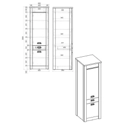 62x201x64 Landhaus Küchenschrank in Weiß - Eture