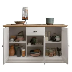 157x91x45 Landhaus Kommode in Weiß & Eiche - Henry