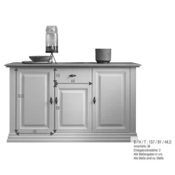 157x91x45 Landhaus Kommode in Weiß & Eiche - Henry