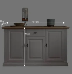 157x91x45 Landhaus Kommode in Weiß & Eiche - Henry