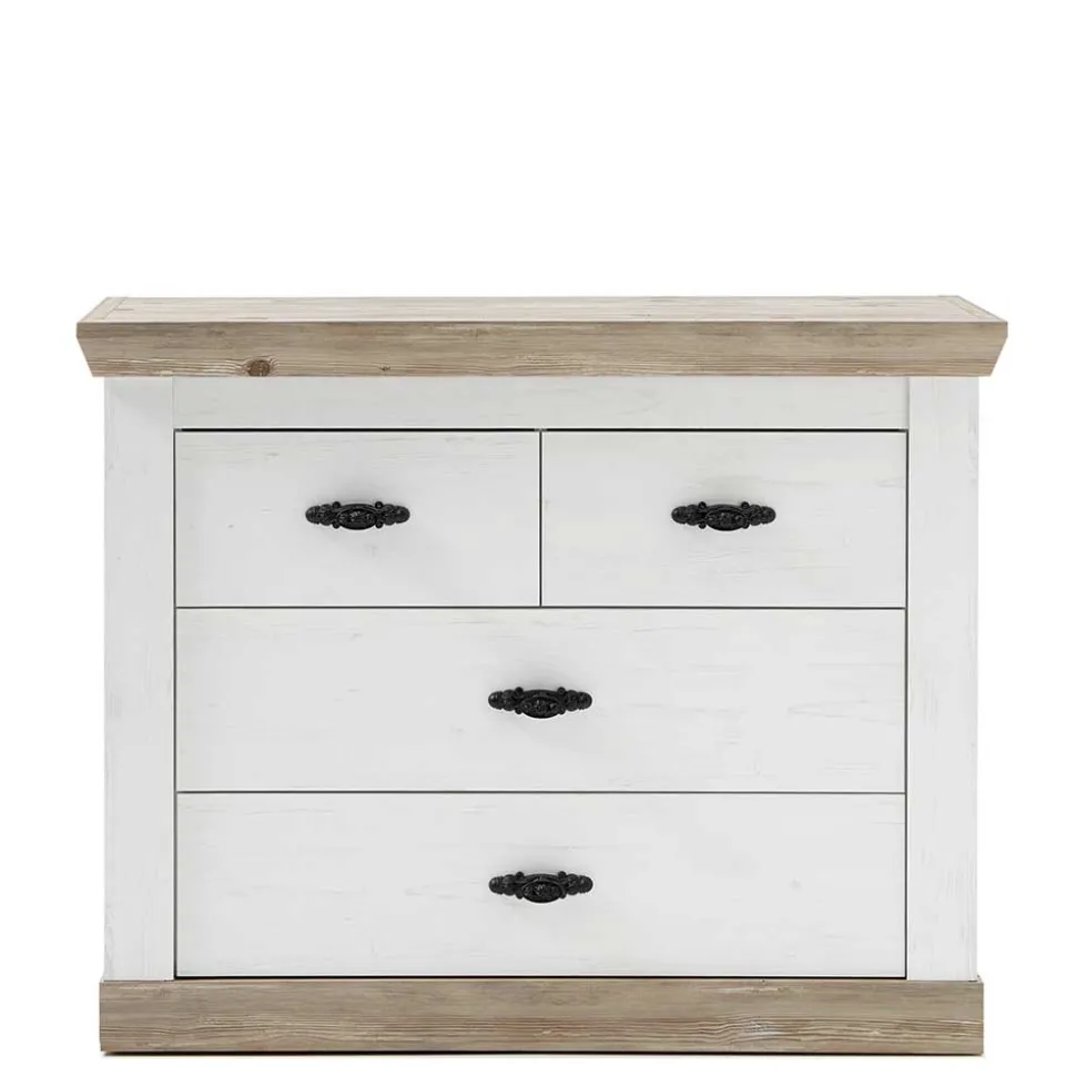107x84x45 Landhaus Kommode mit 4 Schubladen - Nedita