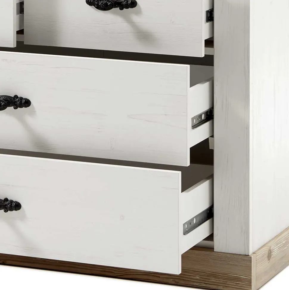 107x84x45 Landhaus Kommode mit 4 Schubladen - Nedita