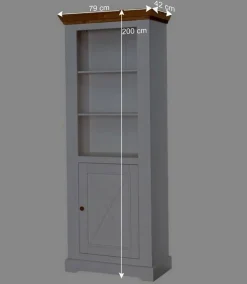 79x200x42 Landhaus Regal mit Tür & 3 Fächern - Envicron