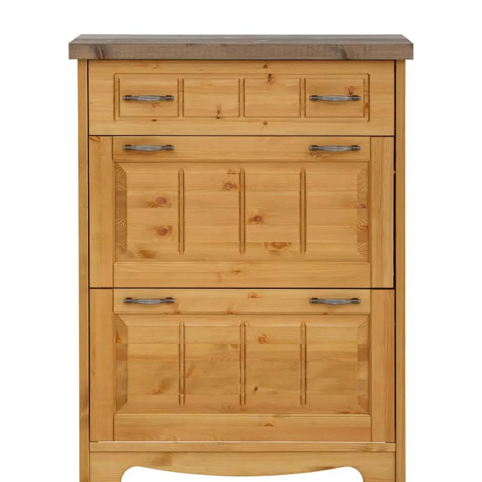 85x109x37 Landhaus Schuhkommode aus Kiefer - Ostanzia
