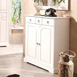 81x93x37 Landhaus Vertiko in Weiß gewachst - Vesrav