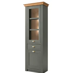 68x207x45 Landhaus Vitrine in Graugrün - Eylan